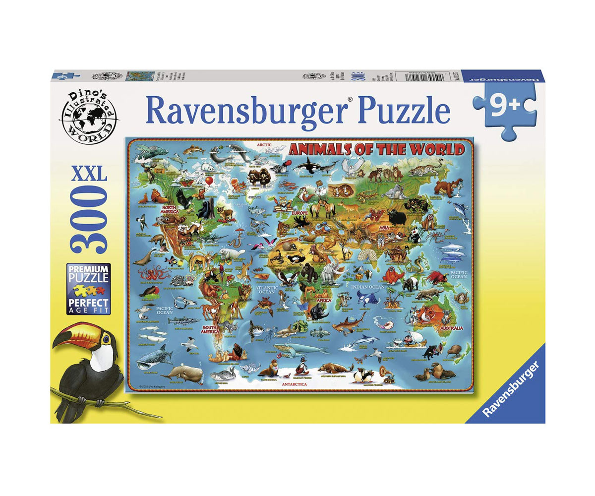 Ravensburger 13257 - Пъзел 300 ел. XXL - Животинска карта на света