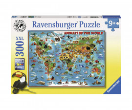 Ravensburger 13257 - Пъзел 300 XXL елемента - Животинска карта на света