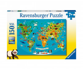Ravensburger 12004322 - Пъзел 150 XXL елемента - Световна карта на животните