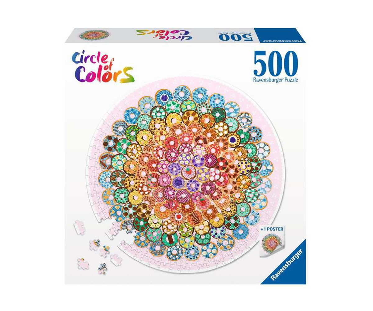 Ravensburger 17346 - Пъзел 500 елемента - Кръг от цветове: Понички