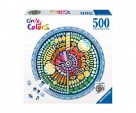Ravensburger 17350 - Пъзел 500 елемента - Кръг от цветове: Бонбони