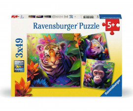 Ravensburger 05735 - Пъзел 3х49 елемента - Бебета от джунглата