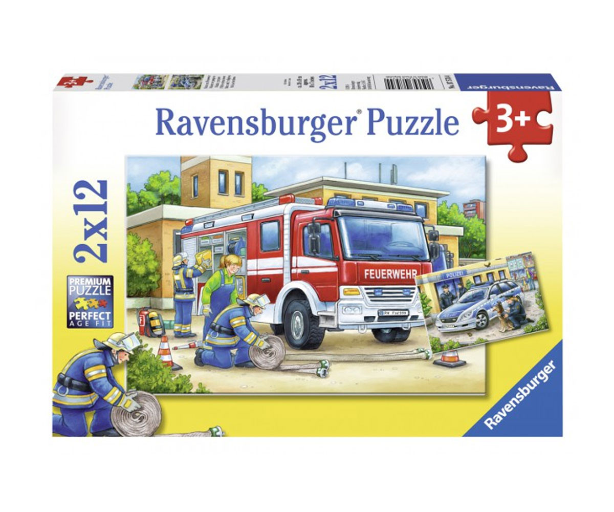 Ravensburger 7574 - Пъзел 2х12 ел. - Полицай и пожарникари