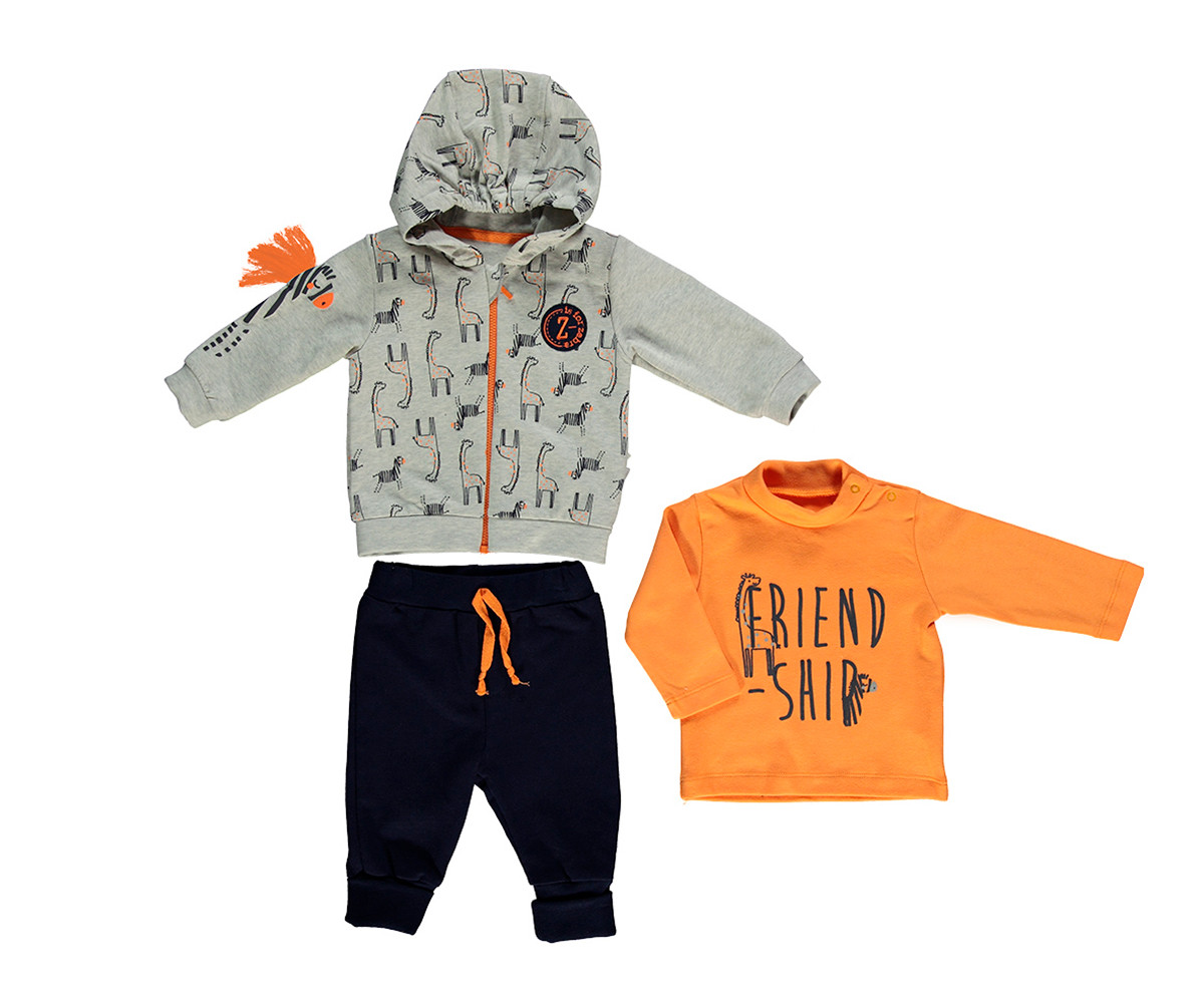 бебешки комплект суитшърт, блуза и панталон Zabra or Giraffe, марка Bebetto, фабр.№ K2699, момче, 6-24 м.