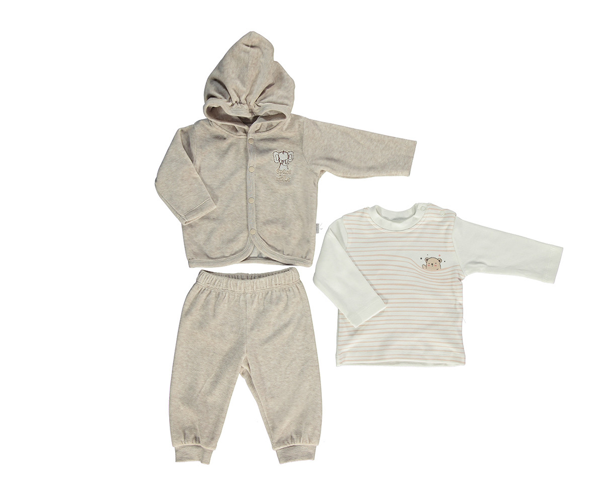 бебешки комплект плюшени суитшърт, блуза и панталон Space Mate, марка Bebetto, фабр.№ K2726b, момче, 3-18 м.