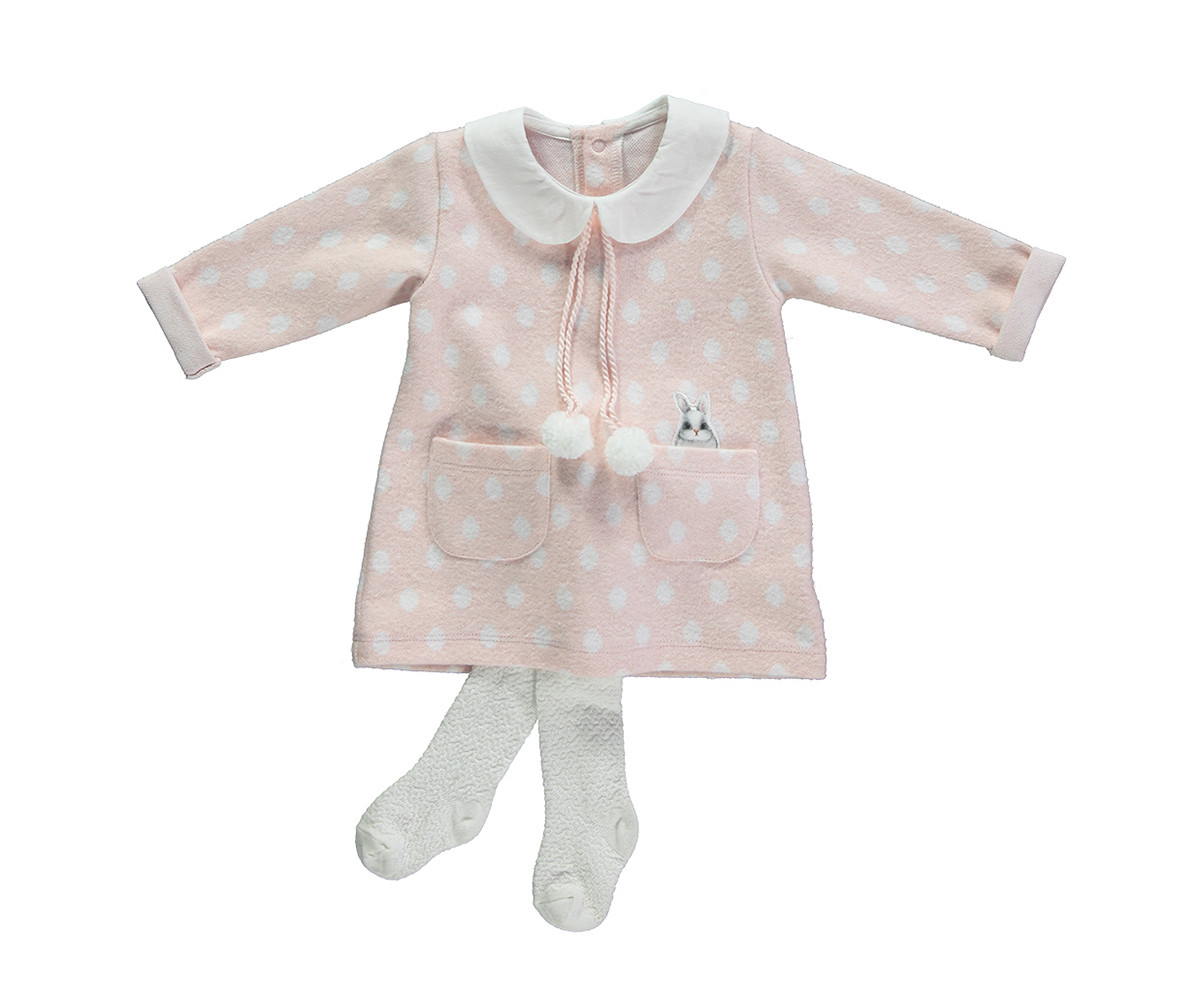 бебешки комплект рокля с чорапогащник Baby Bunny, марка Bebetto, фабр.№ K2757, момиче, 6-24 м.