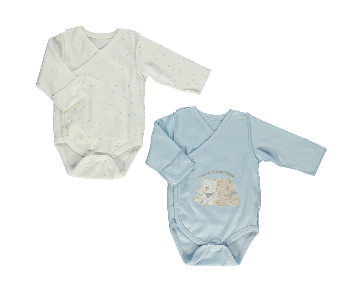 Bebetto Little Bears Cotton Baby Bodysuit 2 Pcs - Twilled - T2409-0/3M
