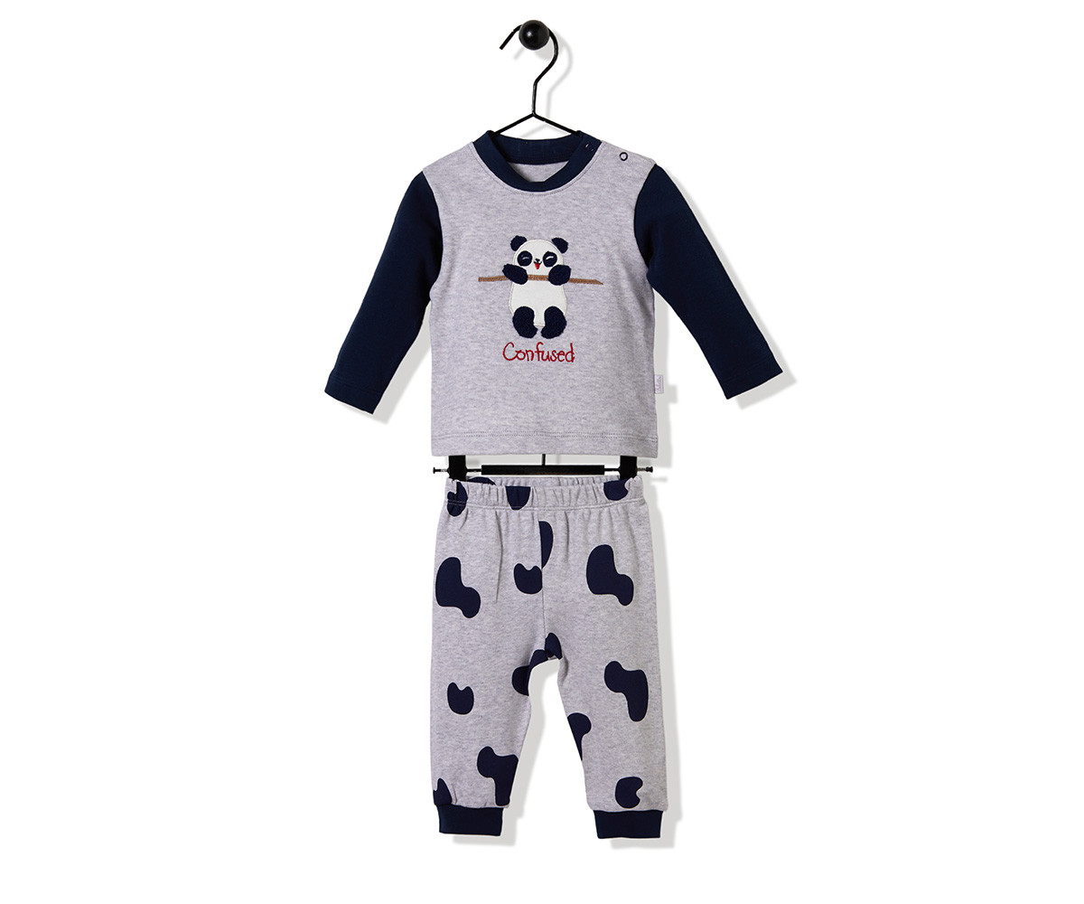 Bebetto Confused Panda Cotton Baby Pajamas Set - 2 Pcs - F1140