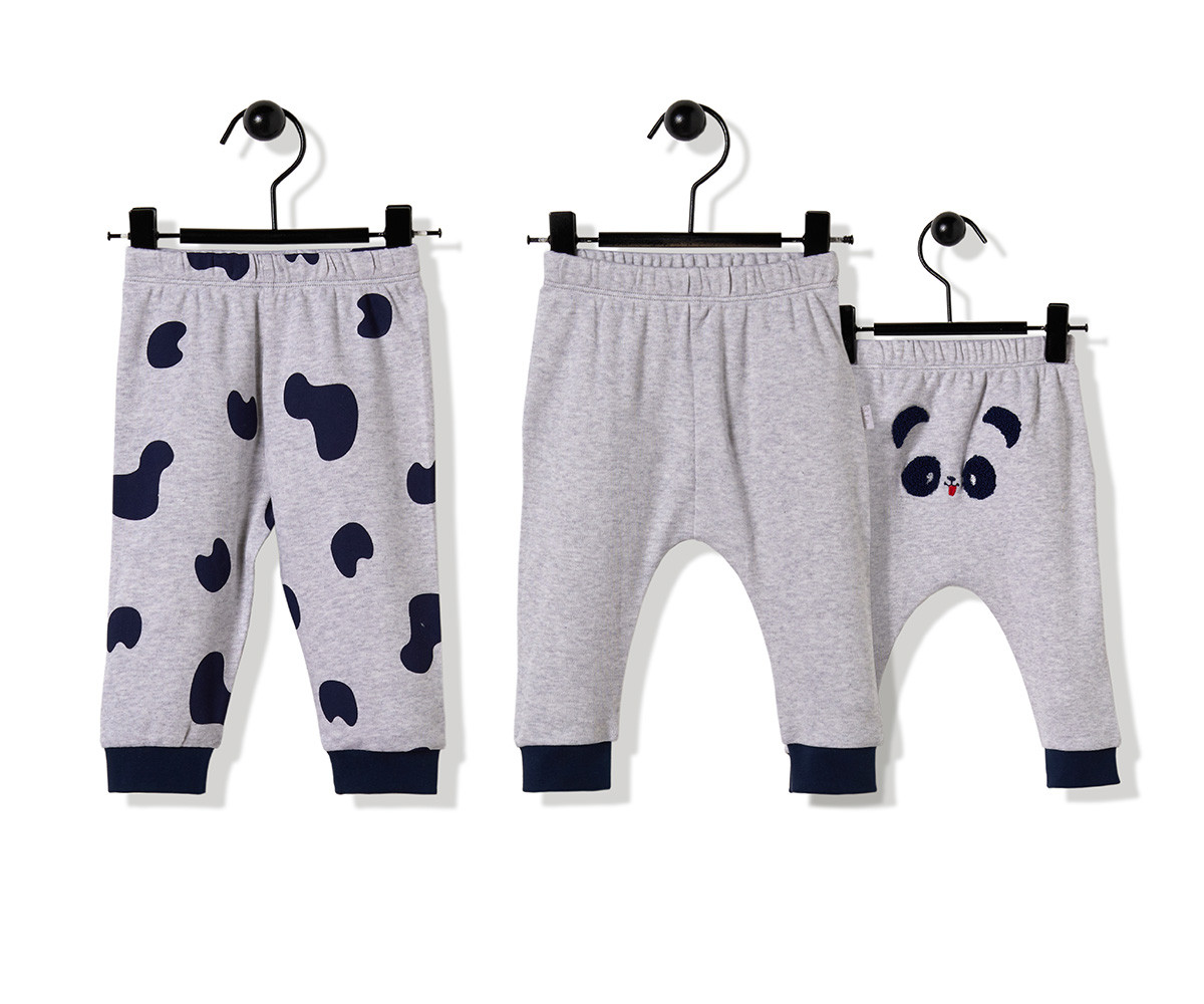 Bebetto Confused Panda Cotton Baby Pants W/Feet 2 Pcs - T2504