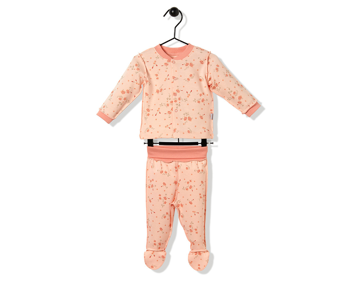 Bebetto Naturel Home Cotton Baby Pajamas Set W/Feet- 2 Pcs - F1136