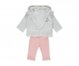 Детски дрешки марка Bebetto - Комплект суитшърт с качулка, тениска и панталон Comfort Day K4322, момиче, 6-36 м.