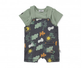 Детски дрешки марка Bebetto - Комплект тениска с къс ръкав и къс гащеризон Summer Cool K4296, момче, 6-24 м.