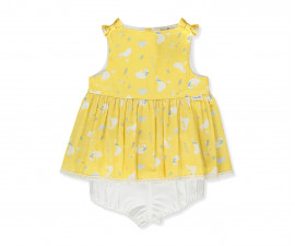 Детски дрешки марка Bebetto - Комплект рокля без ръкав и гащички Kind Duck K4309, момиче, 6-24 м.