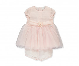 Детски дрешки марка Bebetto - Комплект рокля с къс ръкав и гащички Pearl K4393P, момиче, розов, 6-36 м.