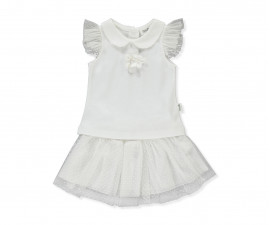 Детски дрешки марка Bebetto - Комплект блузка с къс ръкав и пола Pearl K4394, момиче, 6-36 м.