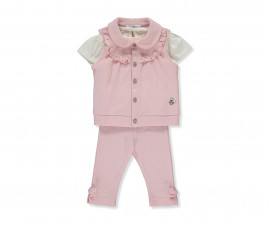 Детски дрешки марка Bebetto - Комплект елече, тениска и панталонки Bee Happy K4270P, момиче, розов, 6-36 м.