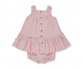 Детски дрешки марка Bebetto - Комплект рокля без ръкав и гащички Bee Happy K4271P, момиче, розов, 6-24 м.