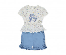 Детски дрешки марка Bebetto - Комплект тениска с къс ръкав и шорти Cute Spring K4360, момиче, 6-36 м.
