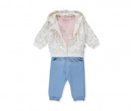 Детски дрешки марка Bebetto - Комплект суитшърт с качулка, тениска и панталон Cute Spring K4362, момиче, 6-36 м.