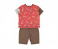 Детски дрешки марка Bebetto - Комплект тениска с къс ръкав и бермуди Little Writer K4222R, момче, червен, 9-12 м. thumb 2