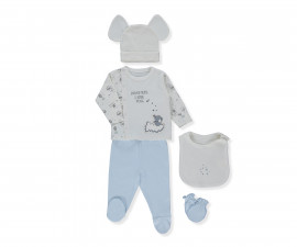 Детски дрешки марка Bebetto - Комплект за изписване 5 части Sleepy Cute Z892B, момче, син, 0-3 м.