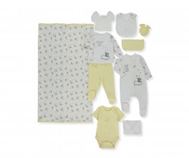 Детски дрешки марка Bebetto - Комплект за изписване 10 части Sleepy Cute Z893Y, унисекс, жълт, 0-3 м.