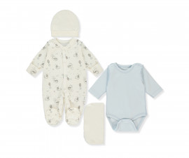 Детски дрешки марка Bebetto - Комплект за изписване на недоносени бебета 4 части Sleepy Cute Z895, момче, 0-1 м., ръст: 50 см.