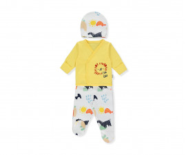 Детски дрешки марка Bebetto - Комплект камизолка, ританки и шапка Into the Wild Z912, момче, 0-3 м.