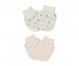 Детски дрешки марка Bebetto - Бебешки памучни ръкавички 2 чифта Happy Garden C1056P, момиче, розови, 0-3 м.