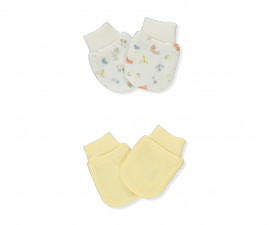 Детски дрешки марка Bebetto - Бебешки памучни ръкавички 2 чифта Happy Garden C1056Y, момиче, жълти, 0-3 м.