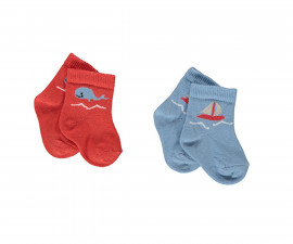 Детски дрешки марка Bebetto - Къси чорапки 2 чифта Tiny Whale S617B, момче, сини, 0-36 м.