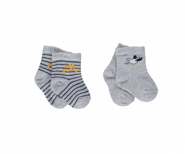 Детски дрешки марка Bebetto - Къси чорапки 2 чифта Sea Gulls S614G, момче, сиви, 0-36 м.
