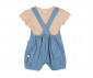 Детски дрешки марка Bebetto, серия Tiny Flowers K4688 - Комплект тениска с къс ръкав и къс гащеризон деним, момиче, 6-24 м., ръст: 74-92 см. thumb 2