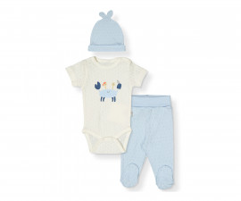 Детски дрешки марка Bebetto, серия Ship Boy T3990B - Комплект боди с къс ръкав, ританки и шапка, момче, 0-9 м., ръст: 62-74 см.