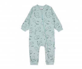 Детски дрешки марка Bebetto, серия Organic Sleepy Cat T3933G - Гащеризон с цип, момче, 9-36 м., ръст: 80-98 см.