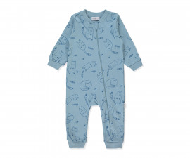 Детски дрешки марка Bebetto, серия Organic Sleepy Cat T3933I - Гащеризон с цип, момче, 9-36 м., ръст: 80-98 см.