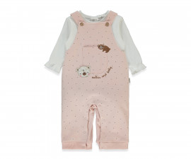 Детски дрешки Bebetto Mother and Baby K4916 - Комплект блузка и гащеризон, момиче, 18-24 м., мръсно розов
