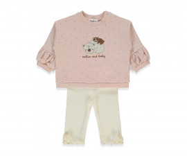 Детски дрешки Bebetto Mother and Baby K4917 - Комплект суитшърт и панталонки, момиче, 18-24 м., мръсно розов