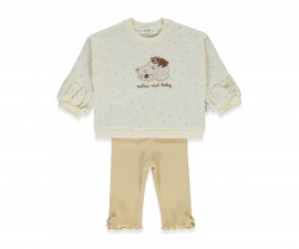Детски дрешки Bebetto Mother and Baby K4917 - Комплект суитшърт и панталонки, момиче, 18-24 м., екрю
