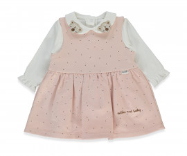 Детски дрешки Bebetto Mother and Baby K4918 - Комплект рокля с блузка, момиче, 18-24 м., мръсно розов