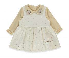 Детски дрешки Bebetto Mother and Baby K4918 - Комплект рокля с блузка, момиче, 18-24 м., екрю