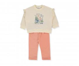 Детски дрешки Bebetto Cat Lover K4855 - Комплект суитшърт и панталонки, момиче, 24-36 м., сьомга