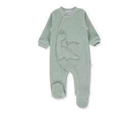 Детски дрешки Bebetto Dinosaur K5032 - Плюшен гащеризон с ходило и цип, момче, 6-9 м., мента