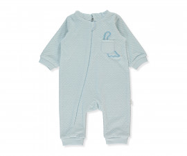 Детски дрешки Bebetto Dinosaur K5033 - Плюшен гащеризон с качупка и цип, момче, 12-18 м., син