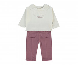 Детски дрешки Bebetto Retro Flower K4978 - Комплект блузка и панталон, момиче, 24-36 м., мръсно розов
