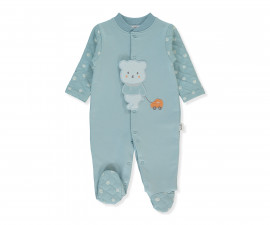 Детски дрешки Bebetto Teddy K5154 - Гащеризон с ходило, момче, 6-9 м., петролено зелен