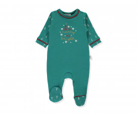 Детски дрешки Bebetto Happy New Year'25 K5114 - Гащеризон с ходило, момче, 6-9 м., зелен