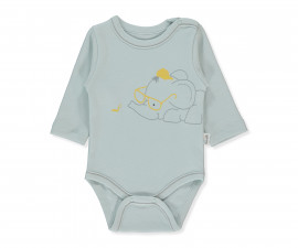 Детски дрешки Bebetto Little Elephant T4026 - Боди с дълъг ръкав, момче, 9-12 м., мента