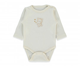 Детски дрешки Bebetto Be Kind T4043 - Боди с дълъг ръкав, момче, 9-12 м., тъмно екрю