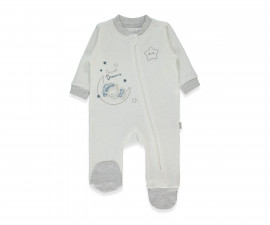 Детски дрешки Bebetto Be Kind T4047 - Гащеризон с ходило и цип, момче, 3-6 м., екрю